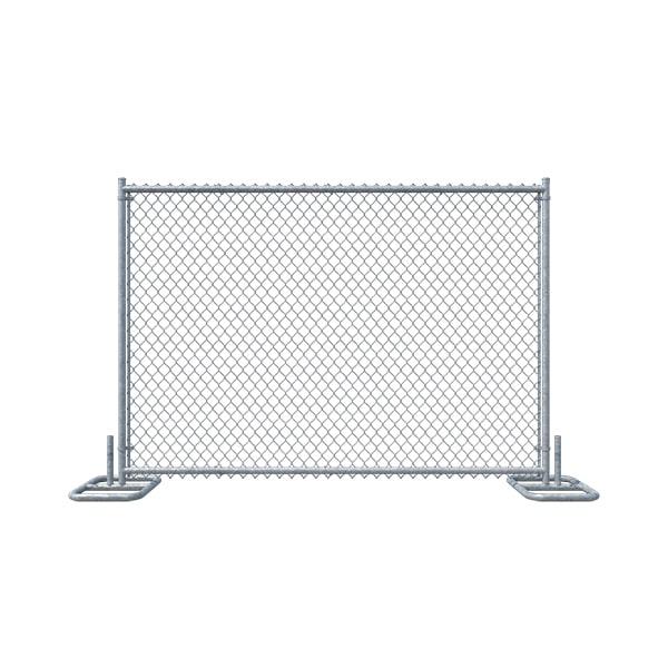 temporary panel fencing are usually installed using feet or stands that are anchored into the ground and then connected together via clips or brackets